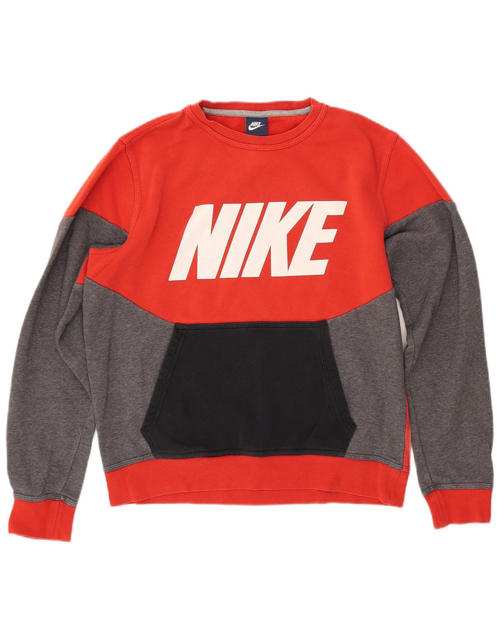 NIKE Felpa con grafica da uomo Maglione in cotone color block rosso medio