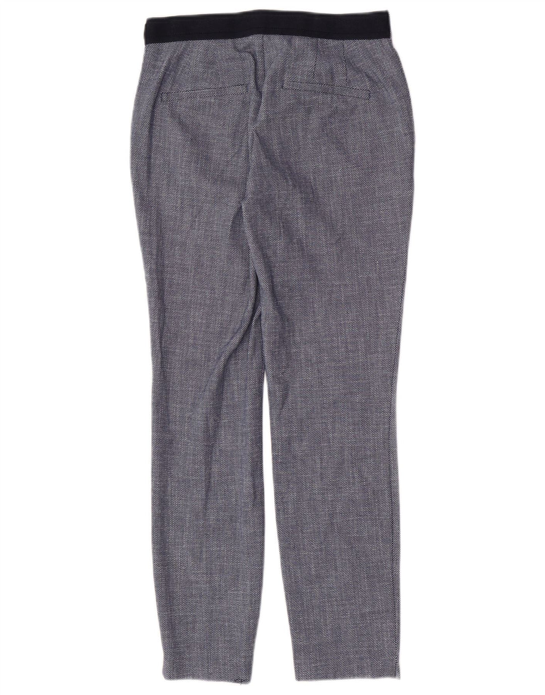 Pantaloni da abito slim da donna Zara piccoli W26 L27 poliestere geometrico blu navy