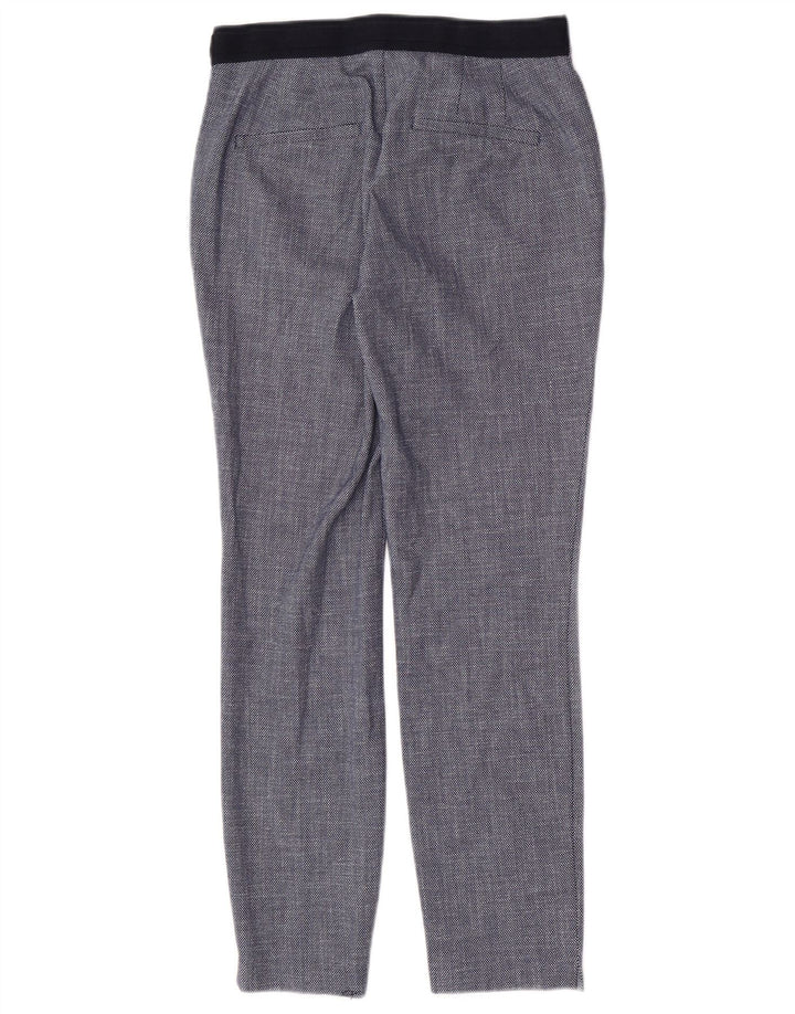 Pantaloni da abito slim da donna Zara piccoli W26 L27 poliestere geometrico blu navy