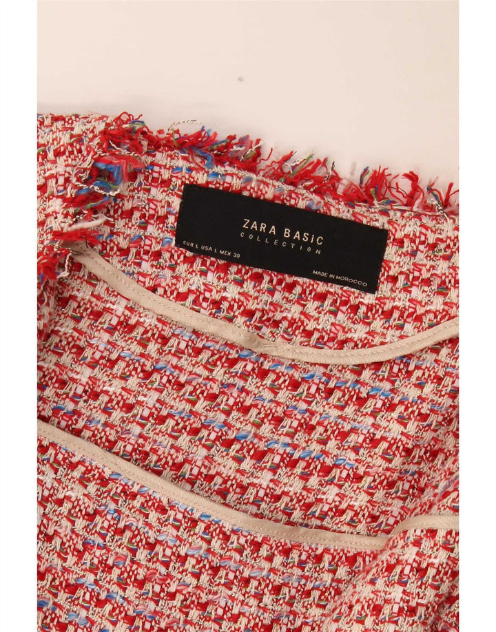 Giacca Bolero aperto da donna Zara UK 16 grande rosso screziato