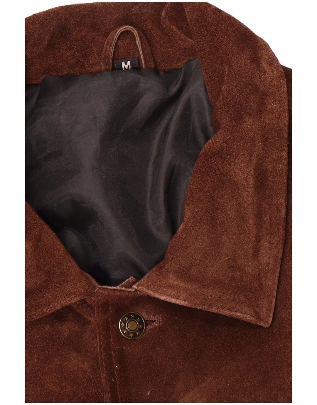 Gilet vintage da uomo in pelle scamosciata UK 38 marrone medio
