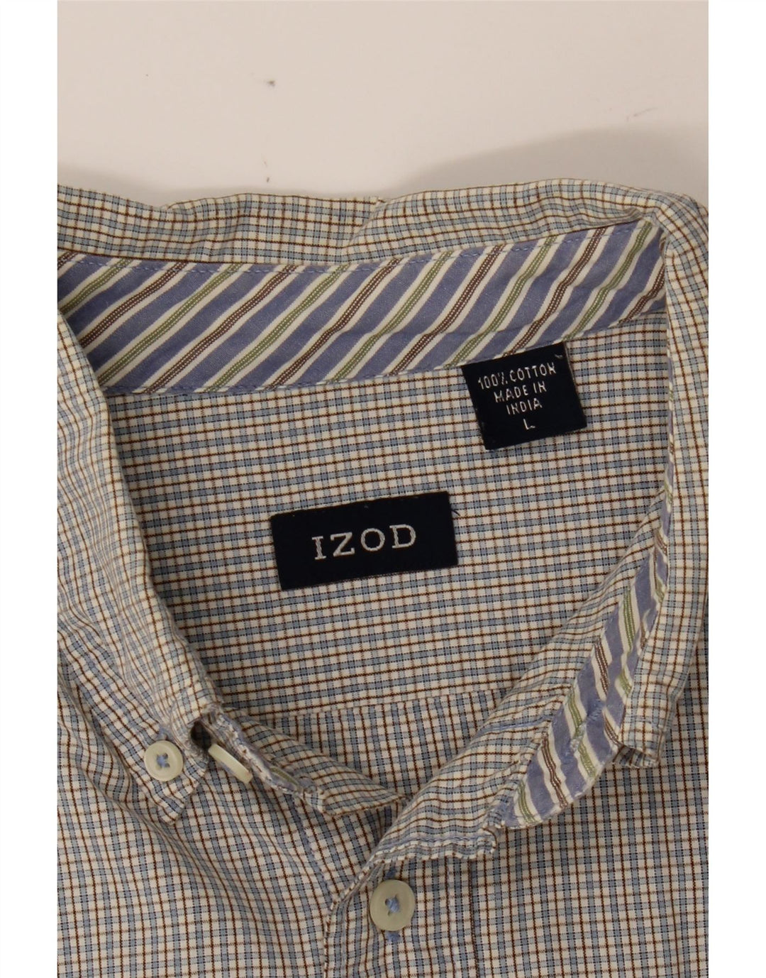 IZOD Mens Shirt Large Blue Check Cotton Vintage Izod and Second-Hand Izod from Messina Hembry 