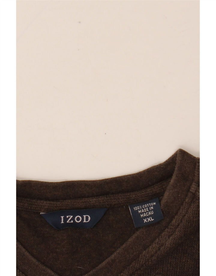 Top IZOD da uomo a maniche lunghe 2XL in cotone color block marrone