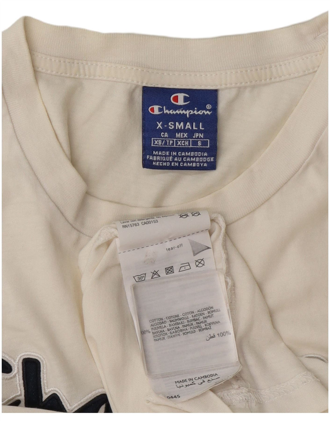 T-shirt grafica da uomo Champion Top XS in cotone bianco