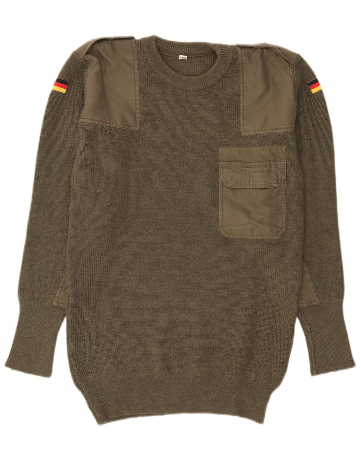 Maglione maglione girocollo militare vintage da uomo IT 50 medio kaki