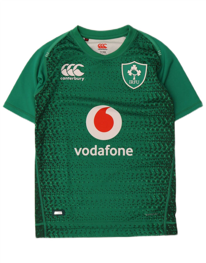 T-shirt grafica IRFU da bambino CANTERBURY 13-14 anni verde geometrico