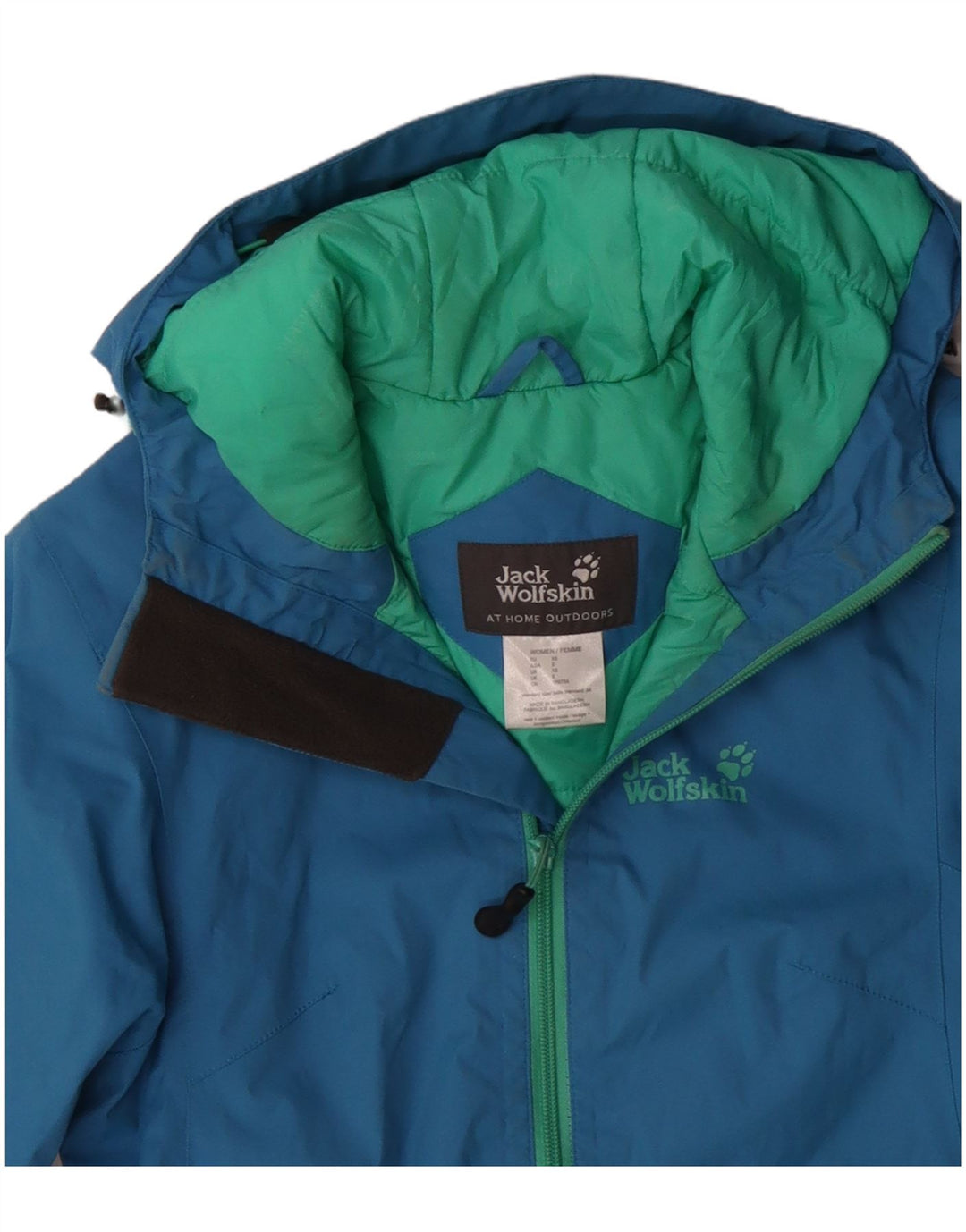 JACK WOLFSKIN Giacca a vento con cappuccio da donna UK 8 Small Blu Poliammide
