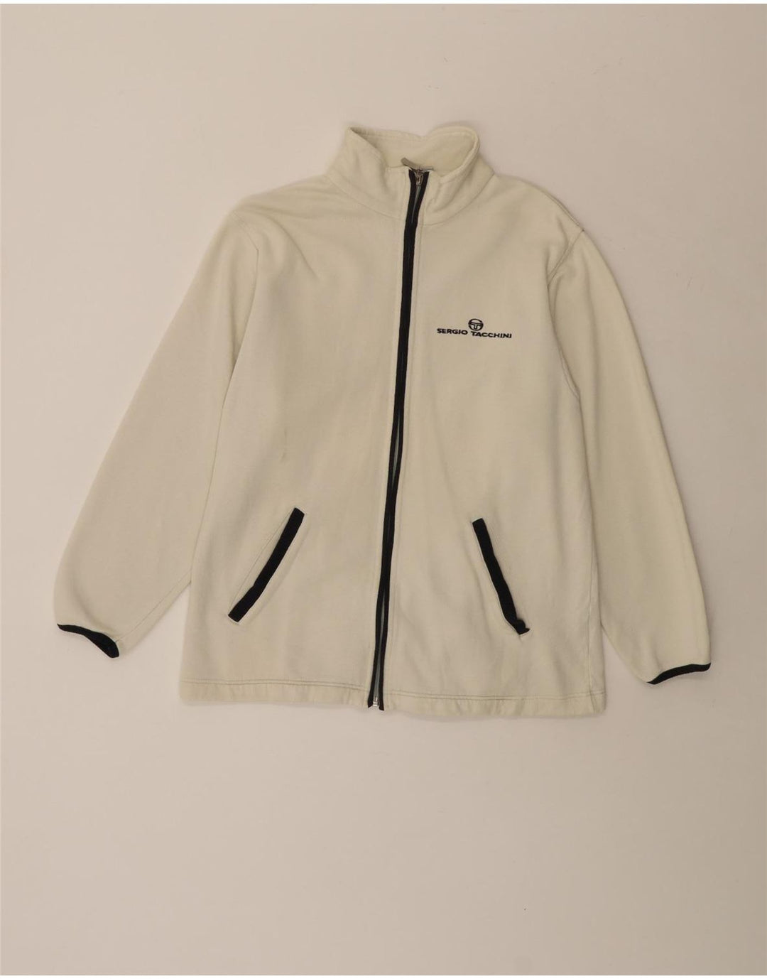 Giacca da ginnastica da uomo Sergio Tacchini piccola, colore bianco sporco