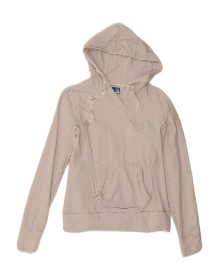 Maglia con cappuccio da donna Sergio Tacchini IT 46 Large in cotone bianco