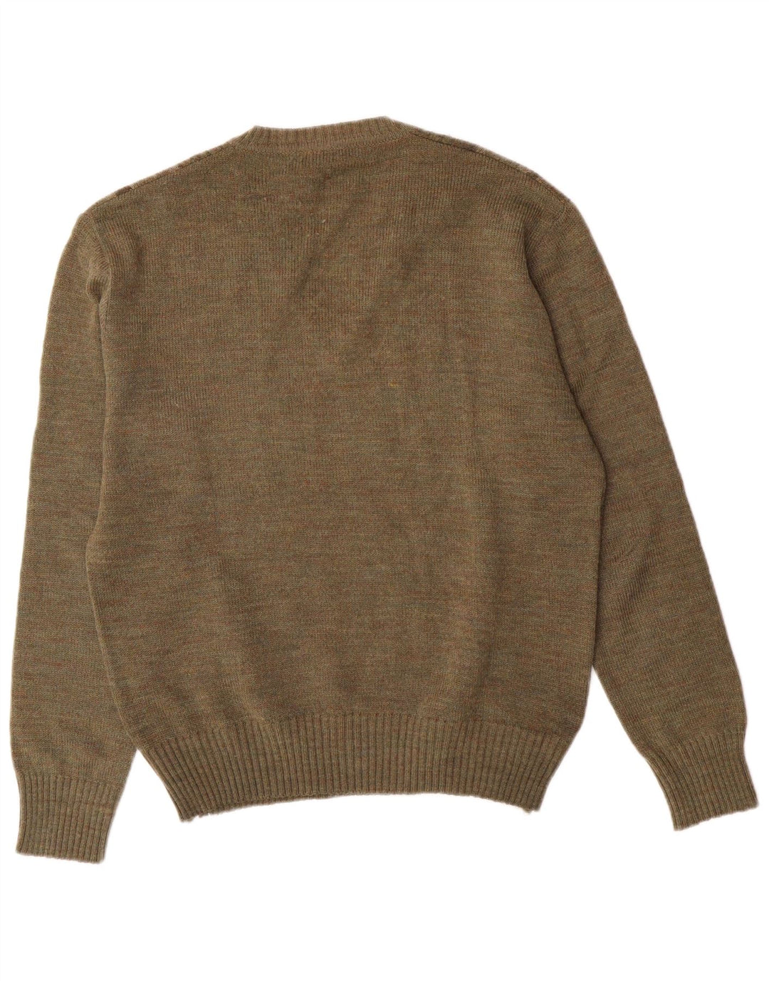 Maglione da uomo con scollo a V Rinaldi medio kaki a rombi/lana diamante