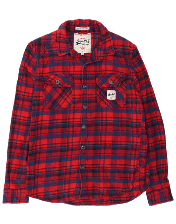 Camicia da uomo in flanella Superdry, cotone a quadri rossi grandi