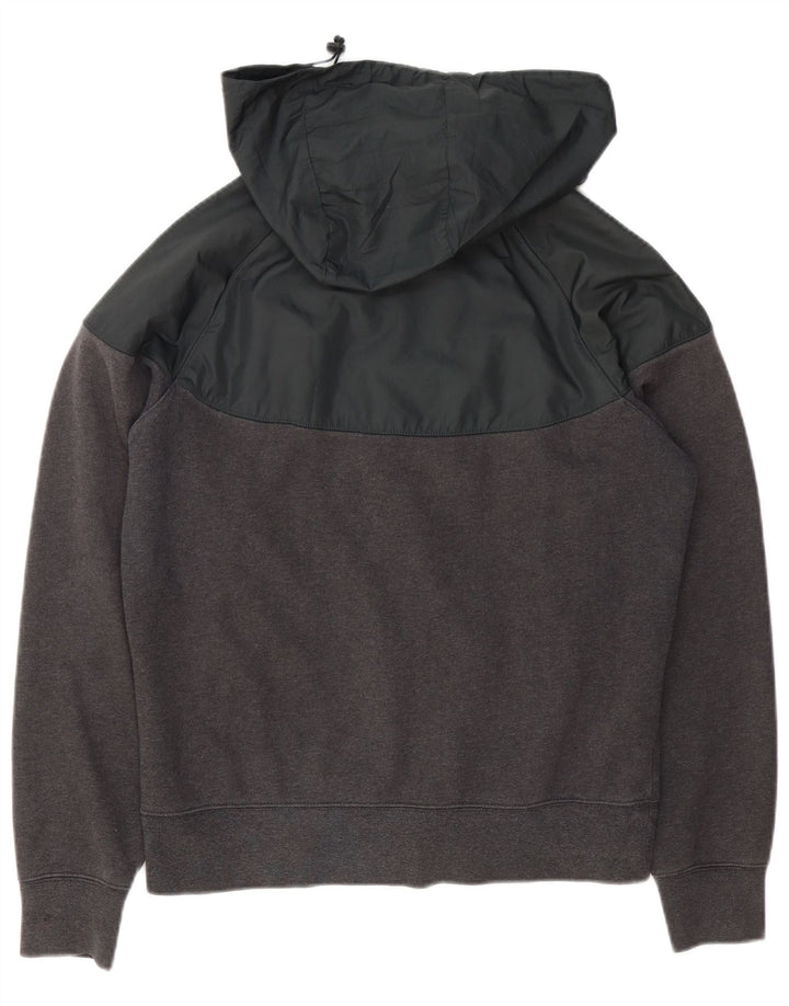 Felpa con cappuccio e zip Nike da uomo in cotone color block grigio medio