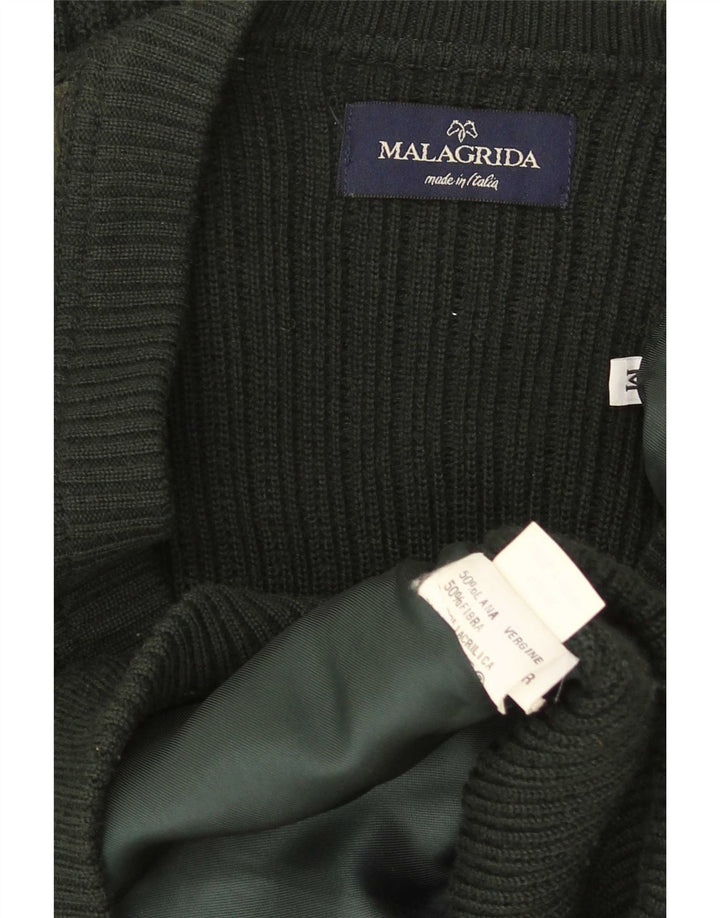 Maglione cardigan da uomo Malagrida Lana verde medio a rombi/diamante