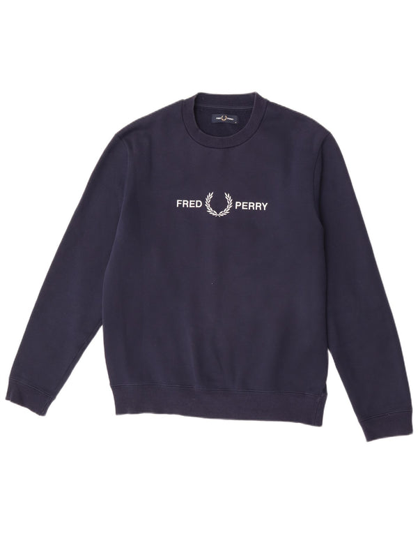 Felpa grafica da uomo Fred Perry, media, in poliestere blu navy