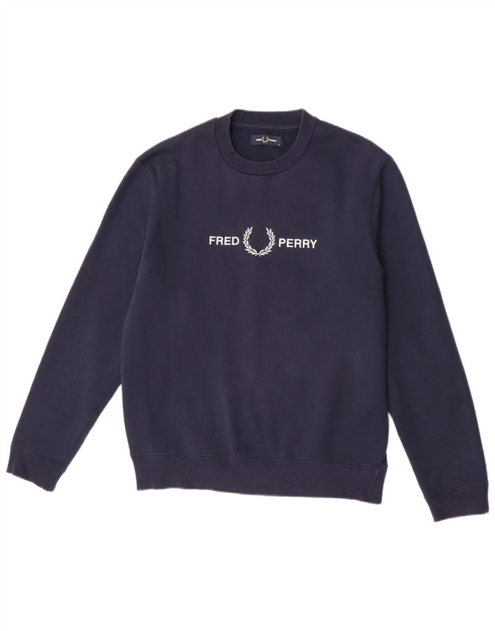 Felpa grafica da uomo Fred Perry, media, in poliestere blu navy