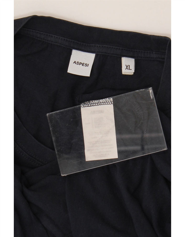 ASPESI T-shirt grafica da uomo Top XL in cotone blu navy