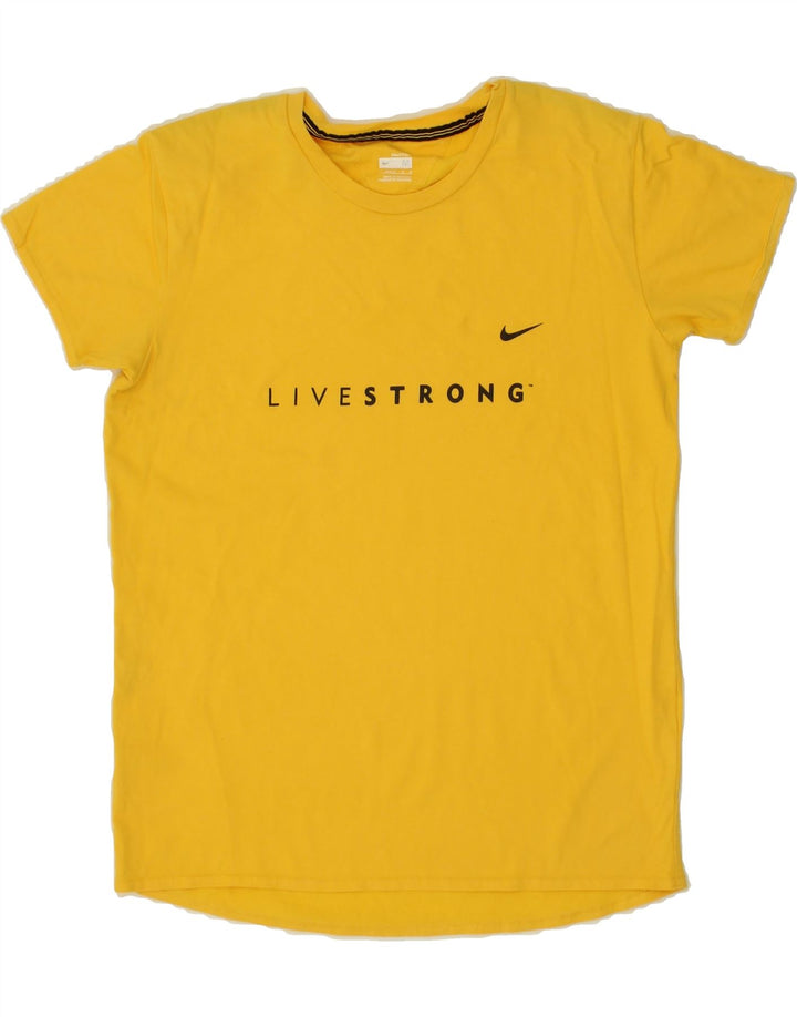 NIKE Womens Graphic T-Shirt Top US 8/10 Medium Yellow Vintage Nike and Second-Hand Nike from Messina Hembry 
