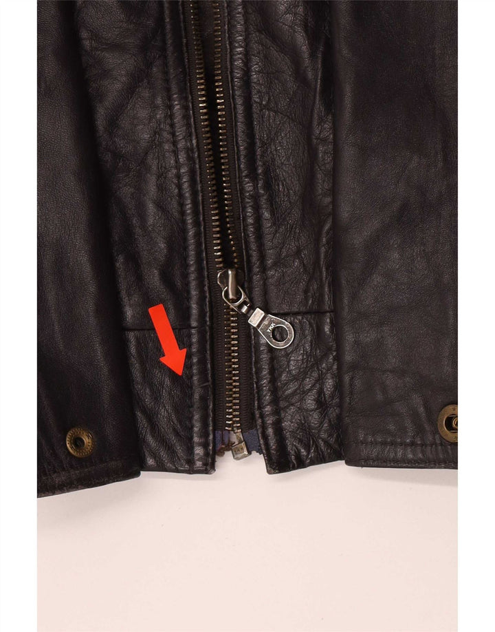 Giacca in pelle da uomo Morena UK 44 2XL Biker blu navy