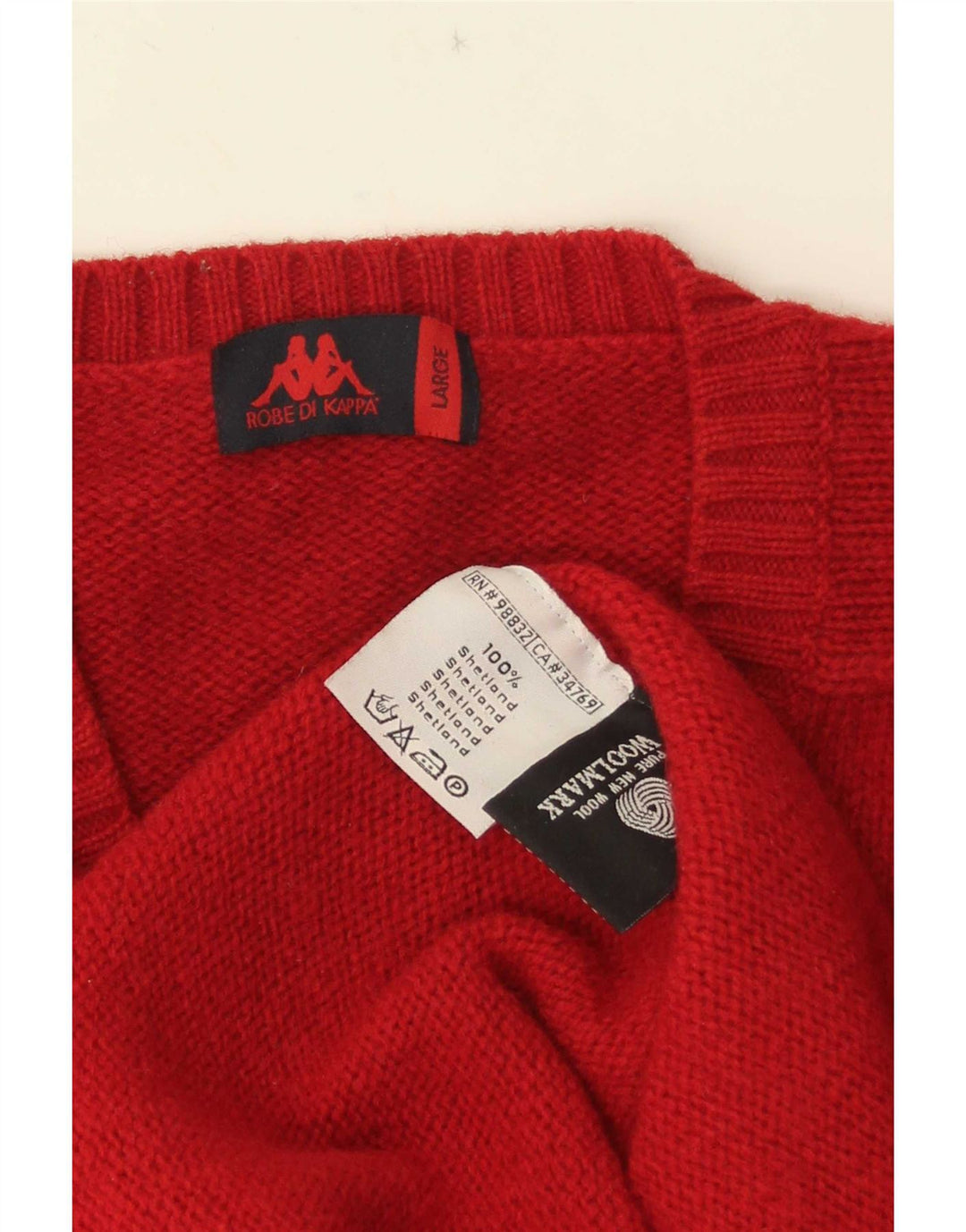Maglione Kappa da uomo con scollo a V, grande, in lana rossa