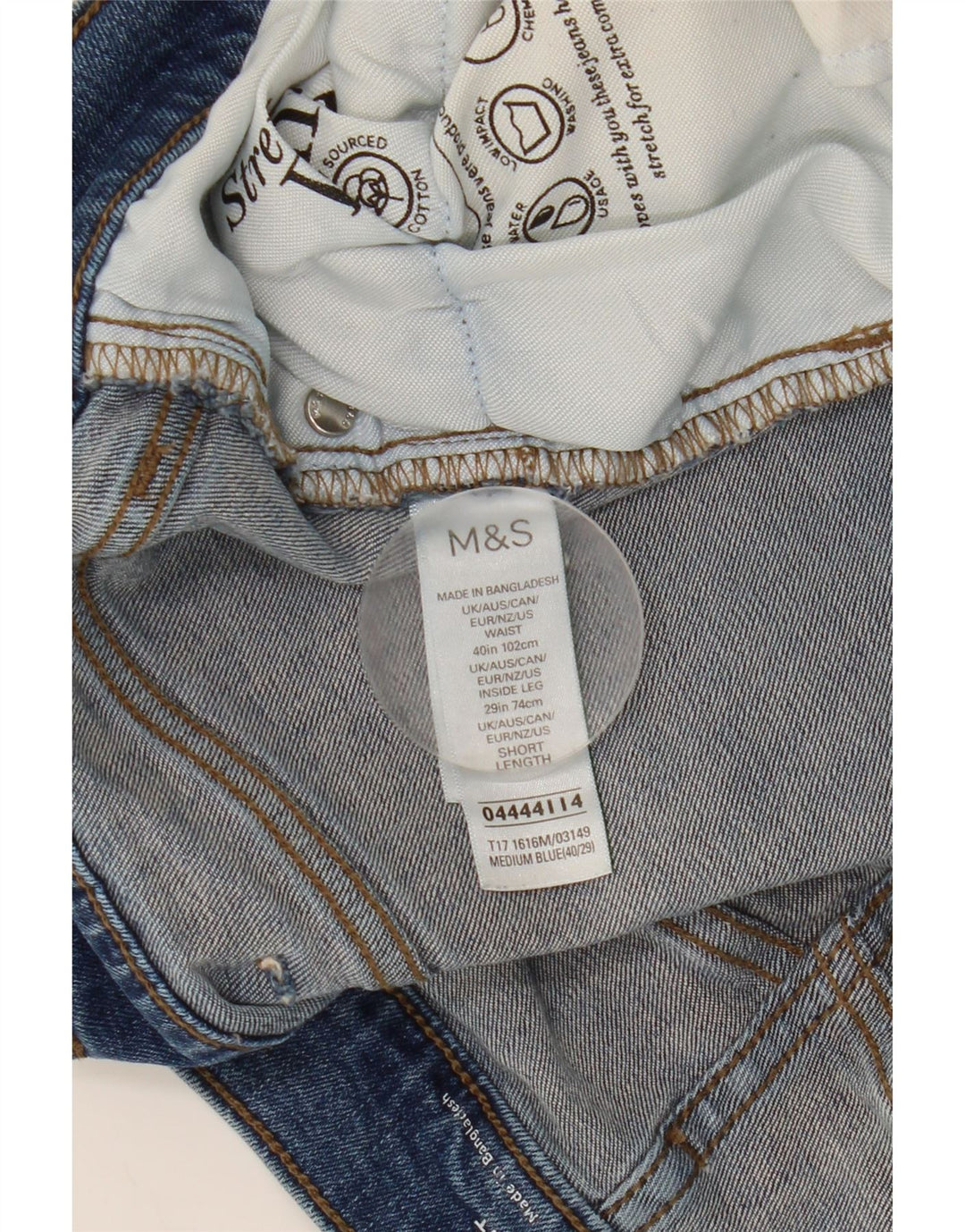 Jeans dritti da uomo Marks & Spencer W40 L29 cotone blu