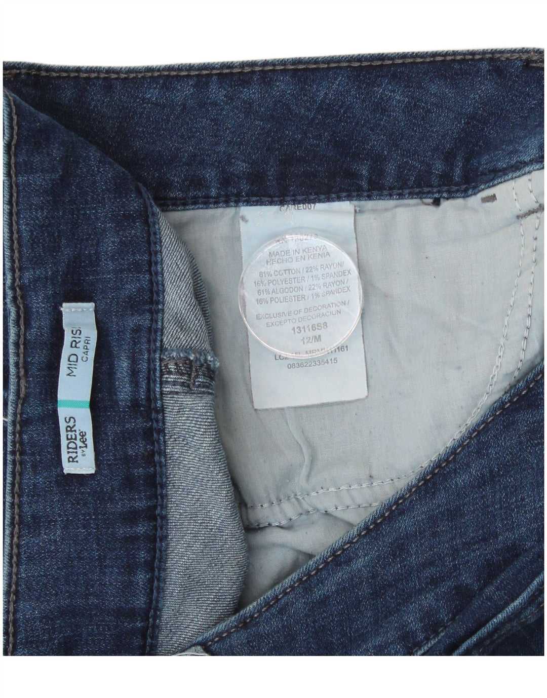 Jeans Capri da donna a vita media Lee US 12 Large W34 L20 cotone blu