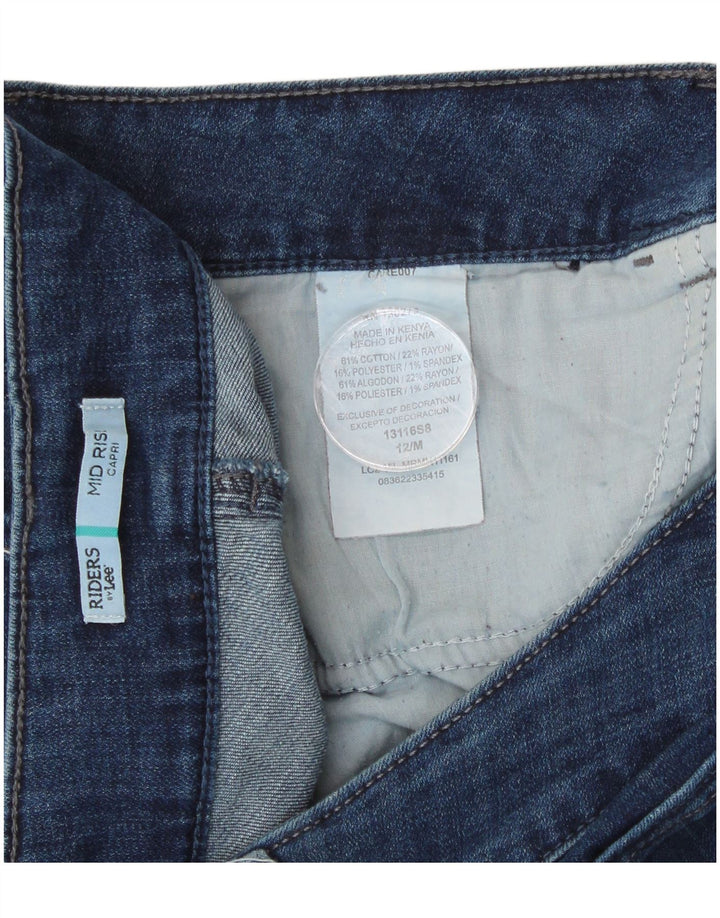 Jeans Capri da donna a vita media Lee US 12 Large W34 L20 cotone blu