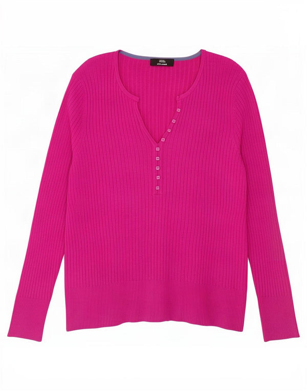 Maglione con scollo a V da donna Marks & Spencer UK 22 3XL Viscosa rosa