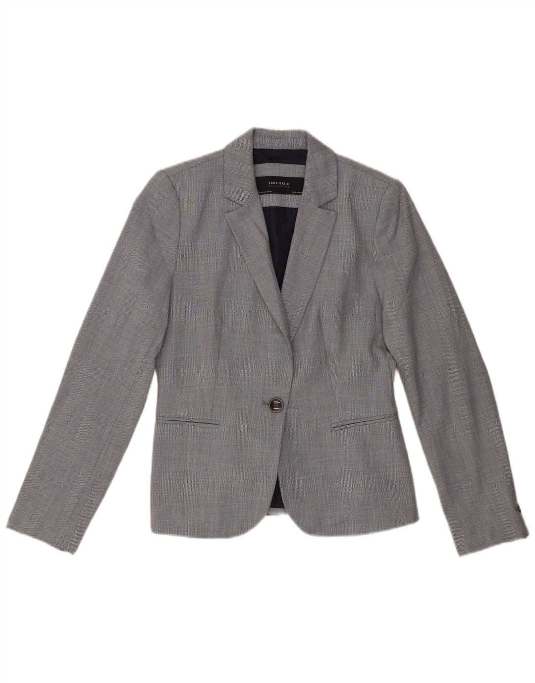 Giacca Blazer a 1 Bottone da Donna ZARA EU 36 XS Poliestere Chevron Grigio