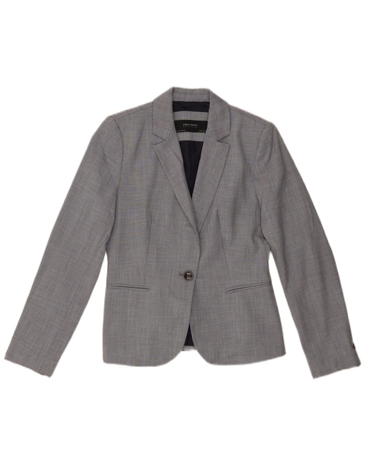 Giacca Blazer a 1 Bottone da Donna ZARA EU 36 XS Poliestere Chevron Grigio