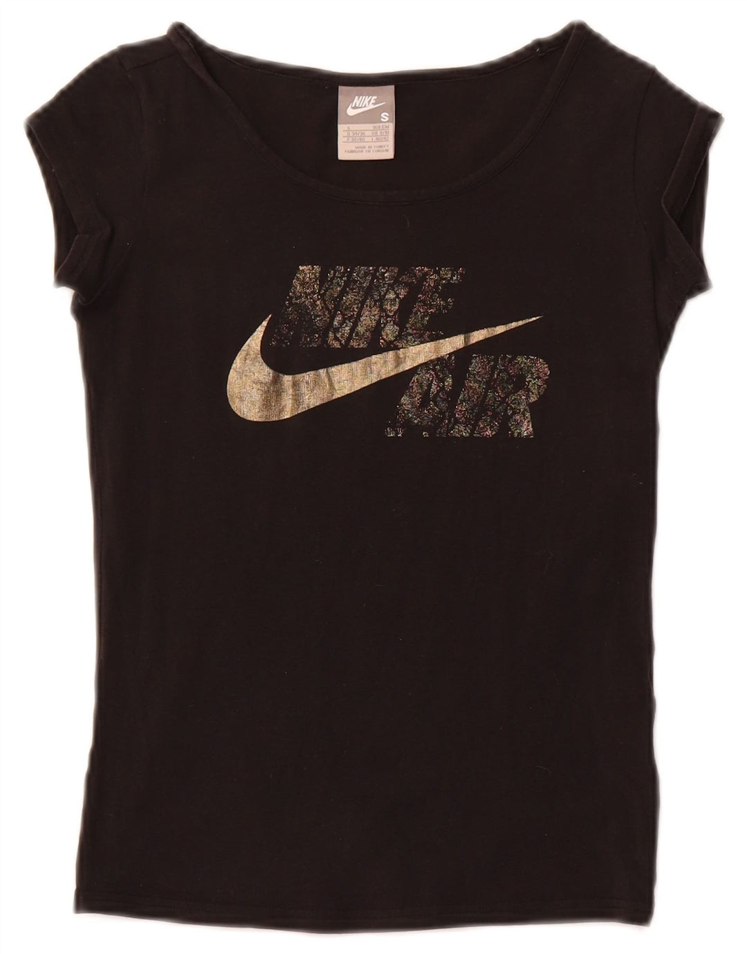 T-shirt grafica NIKE Air Crop da donna UK 8/10 piccola nera