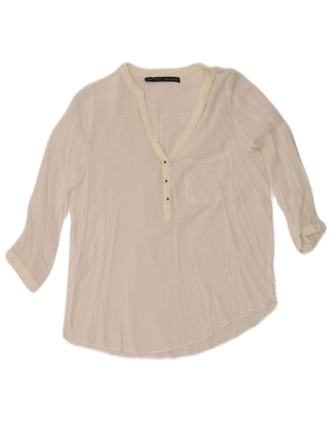 Top Zara da donna con maniche a 3/4, taglia UK 12, colore bianco medio