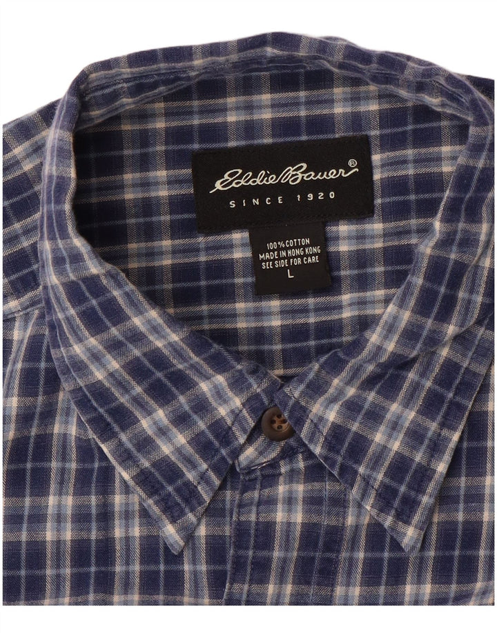 EDDIE BAUER Camicia da uomo in flanella di cotone a quadri blu grande