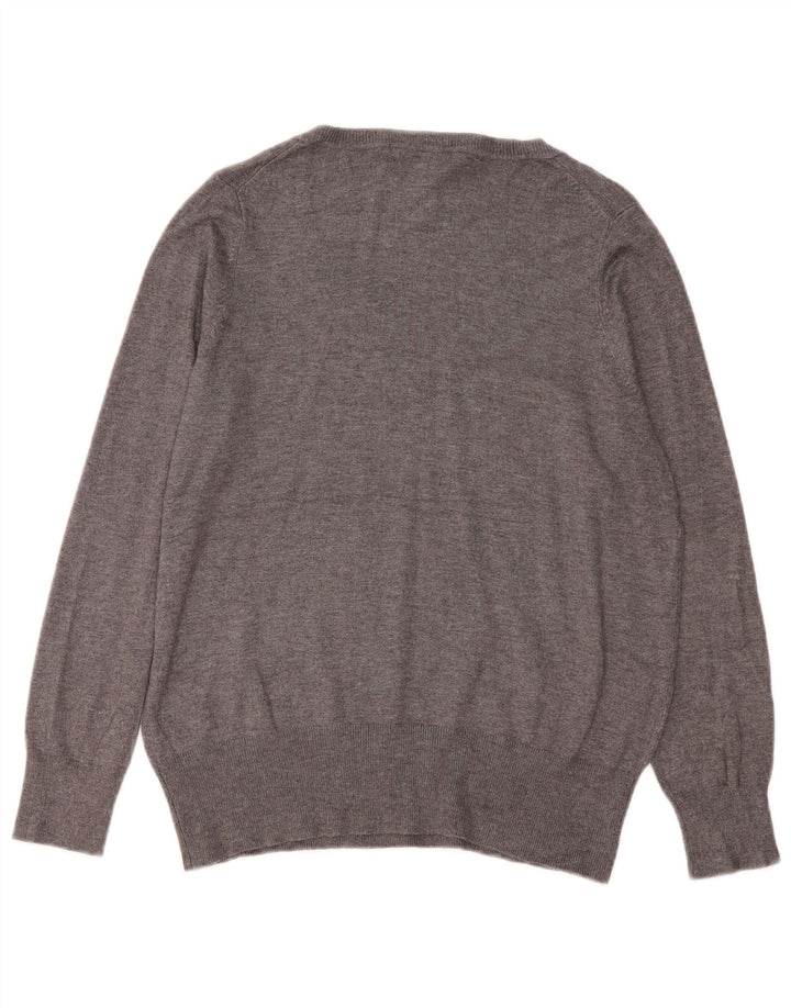 Maglione maglione con scollo a V da donna Marks & Spencer UK 16 grande viscosa grigia