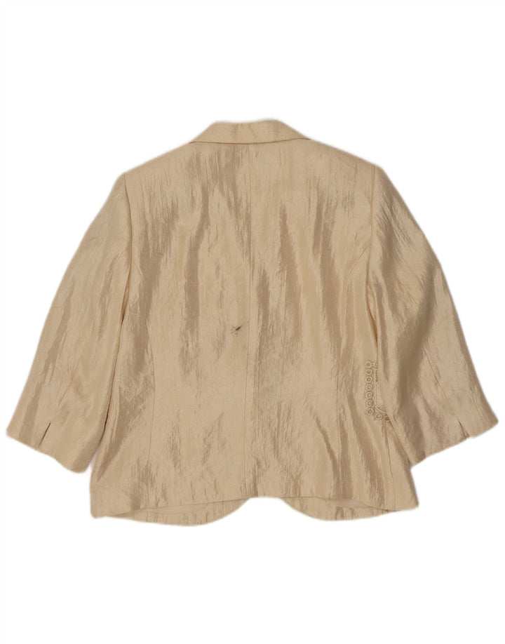 Giacca blazer vintage da donna con maniche a 3/4 e 2 bottoni IT 42 Beige medio