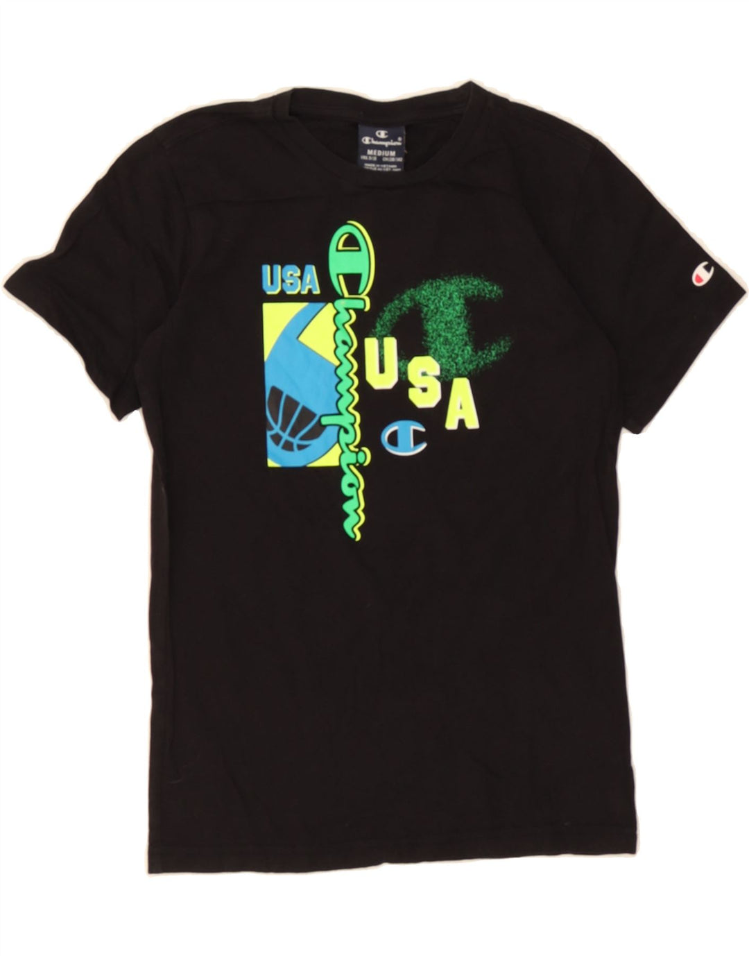 CHAMPION Boys Graphic T-Shirt Top 9-10 Years Medium  Black Cotton Vintage Champion and Second-Hand Champion from Messina Hembry 