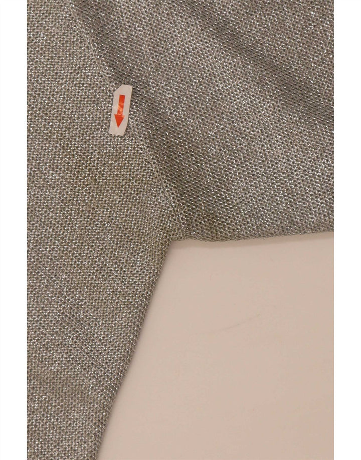 Maglione maglione vintage da donna con collo alto corto UK 12 Grigio medio