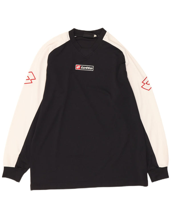 Top grafico da uomo Lotto manica lunga UK 42/44 XL Poliestere color block nero