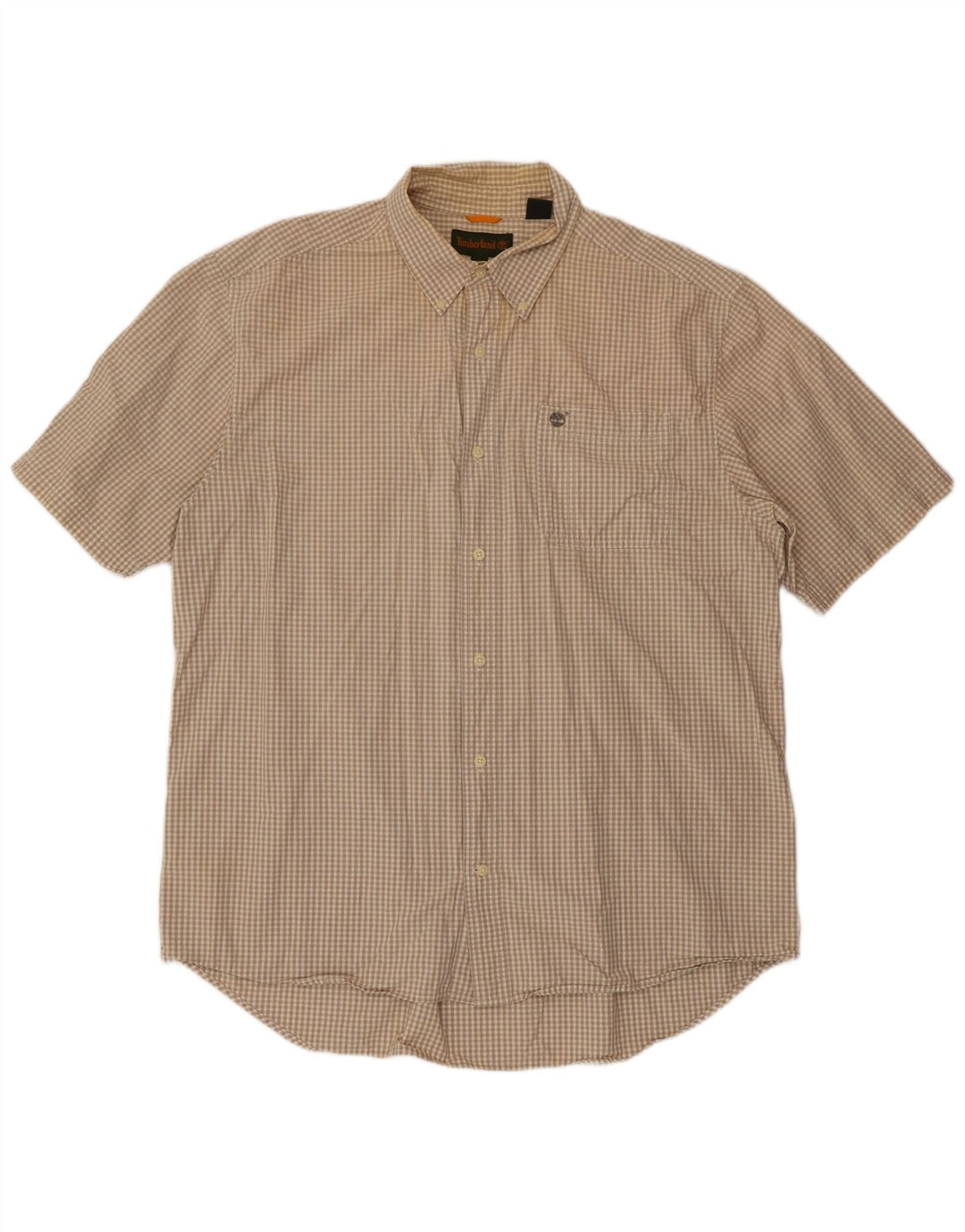 Camicia a maniche corte da uomo TIMBERLAND XL in cotone a quadri beige