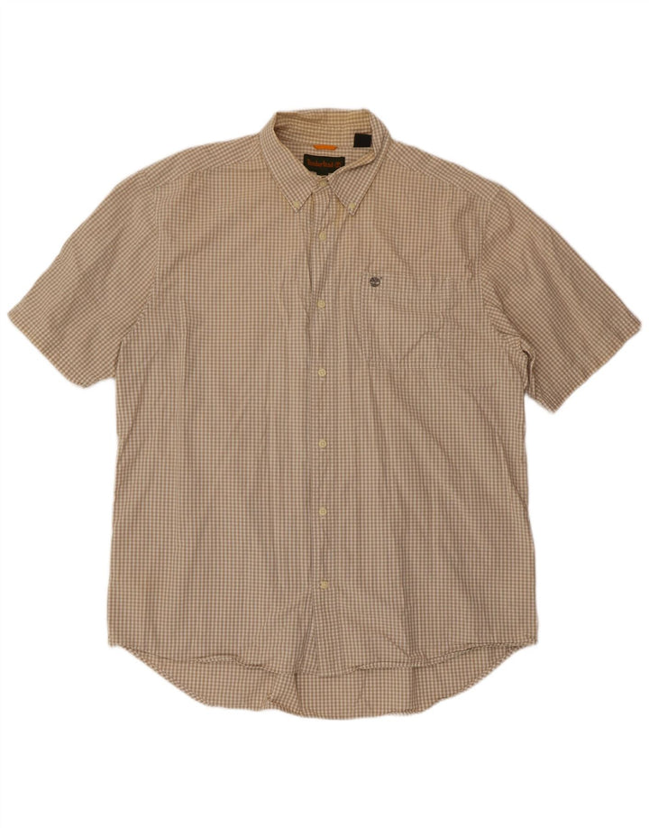 Camicia a maniche corte da uomo TIMBERLAND XL in cotone a quadri beige