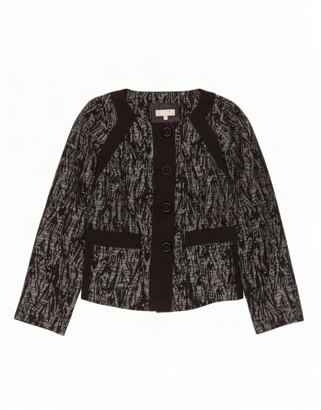 Giacca blazer da donna Marks & Spencer con motivo astratto UK 16 grande nera