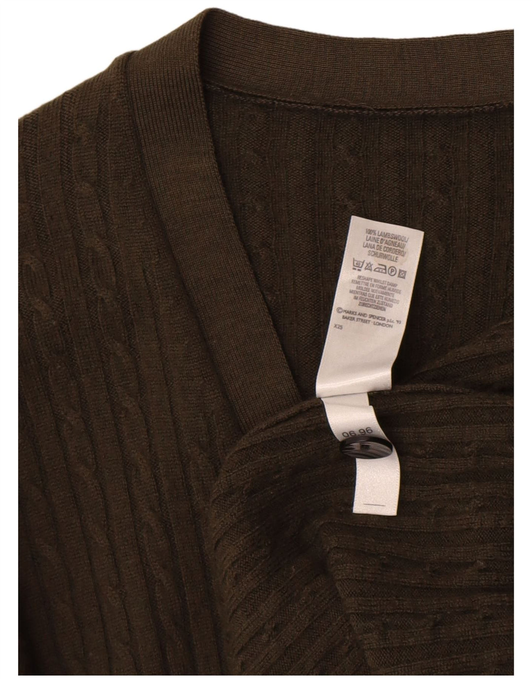 Maglione cardigan Marks & Spencer da donna St. Michael UK 14 grande kaki