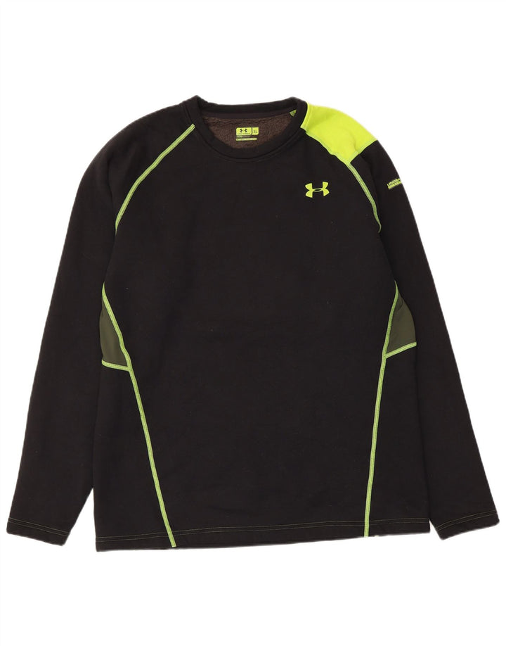 Felpa aderente da uomo Under Armour, maglione XL, poliestere color block nero