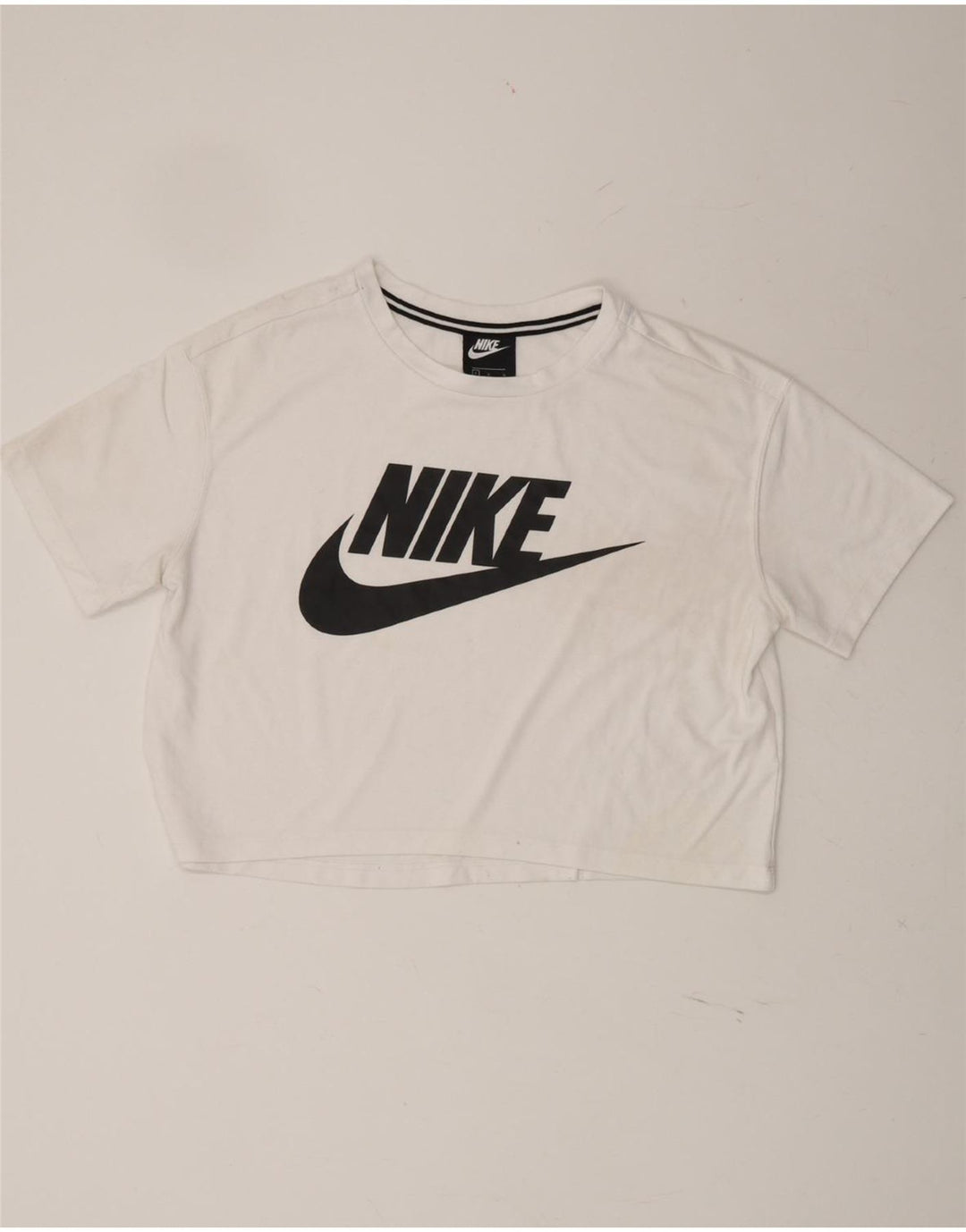 NIKE Womens Crop Graphic T-Shirt Top UK 16 Large White Vintage Nike and Second-Hand Nike from Messina Hembry 