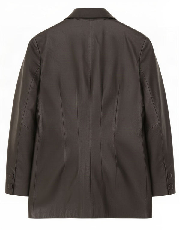 Cappotto in pelle vintage da donna UK 12 medio nero