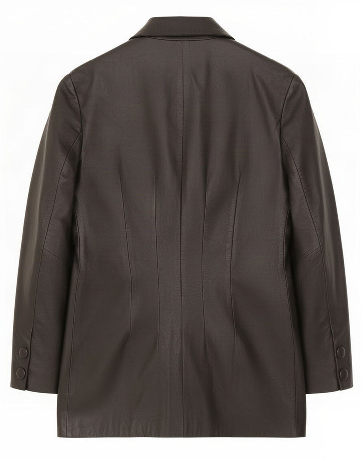 Cappotto in pelle vintage da donna UK 12 medio nero