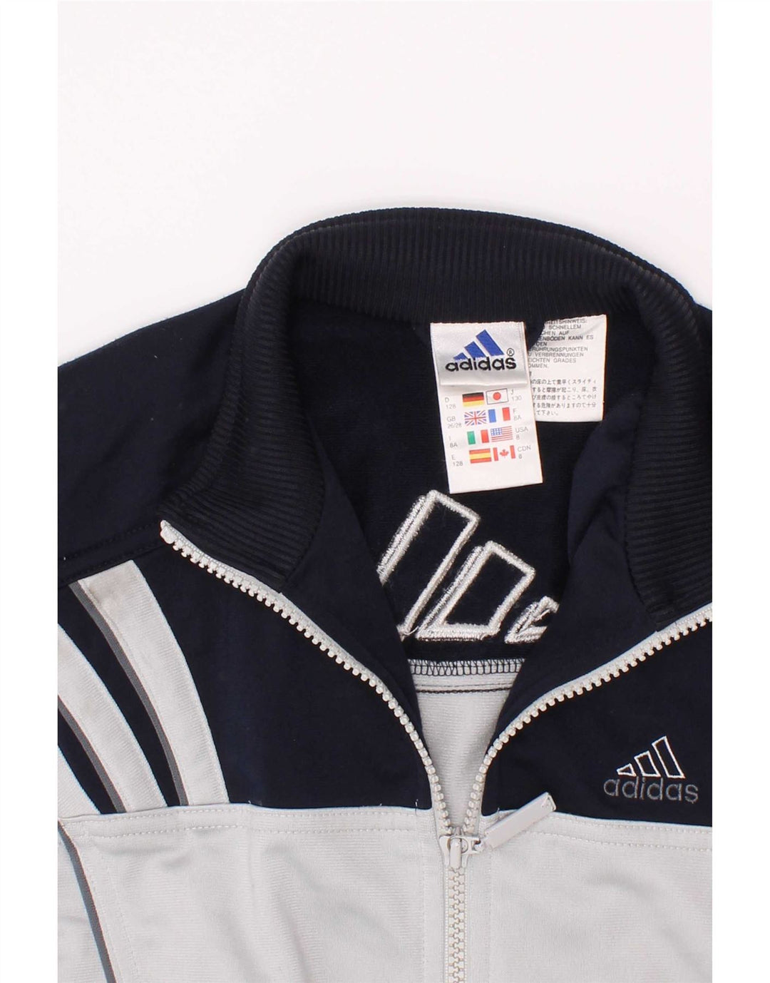 Giacca da ginnastica grafica da ragazzo Adidas 7-8 anni Blu navy Colourblock
