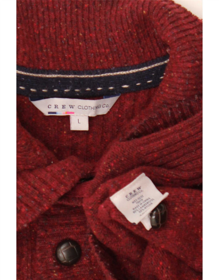 Crew Clothing Maglione da uomo con collo a bottoni Grande bordeaux screziato