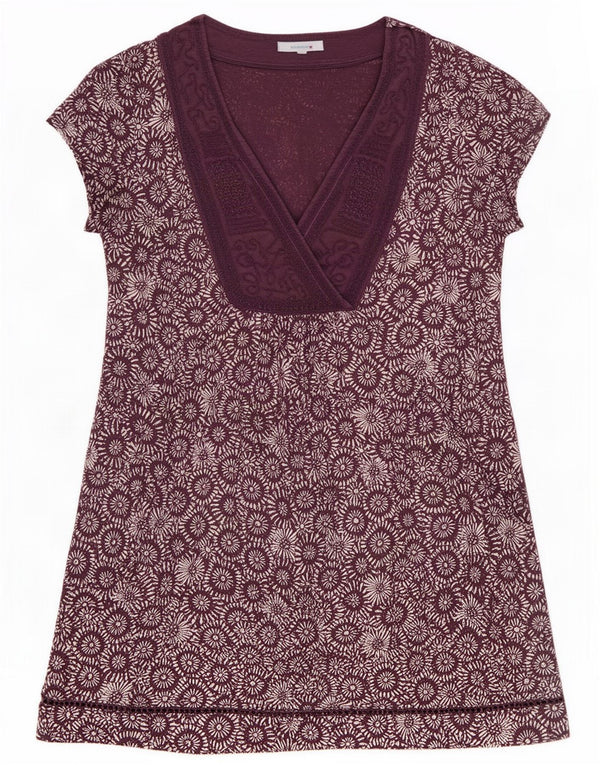 White Stuff Abito tunica a maniche corte da donna UK 12 Viola medio floreale