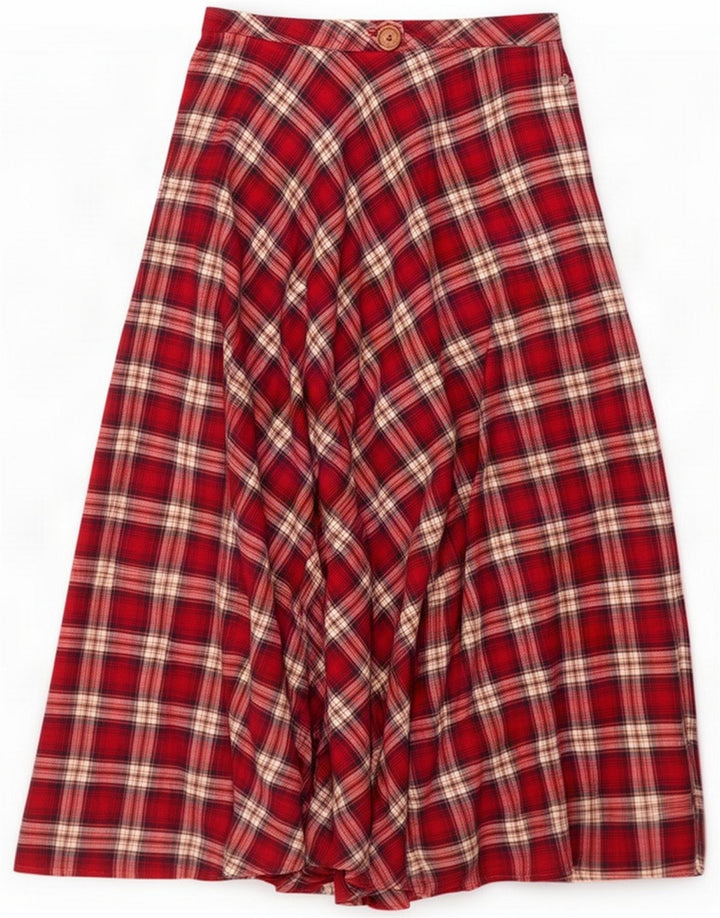 Gonna longuette da donna Carrera media W40 cotone scozzese rosso