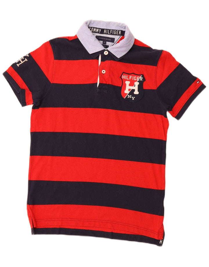 TOMMY HILFIGER Polo da rugby grafica slim fit da uomo a righe rosse medie